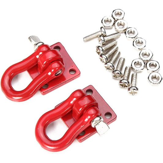 LAFEINA 2PCS Trailer Towing Buckle Tow Hooks D Shackles for 1/10 RC Car Truck Climbing Car (Red)