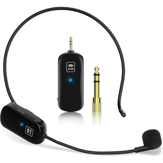 1mii Long Range Wireless Microphone,Wireless Headset Mic System, 165ft Range, 2.4G Wireless Microphone 2 in 1, Fitness Microphone Headset for Speakers, Voice Amplifier, PA Speakers