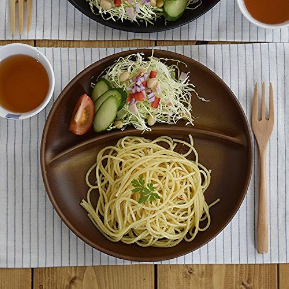 Tableware East Lunch Plate, Round 2 Dividers, Set of 5 (Light Brown), Tableware Set, Microwave/Dishwasher Safe, Divider Plate, One Plate, Tableware, Microwave Safe, Dishwasher Safe