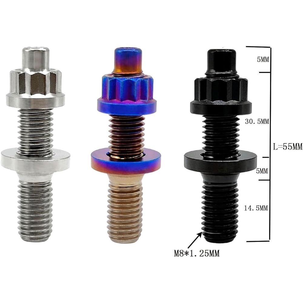 RISON-Titanium M8x1.25x55mm Titanium Exhaust Manifold Stud Kit Original GR5 Titanium Bolt Kit 12pcs/set