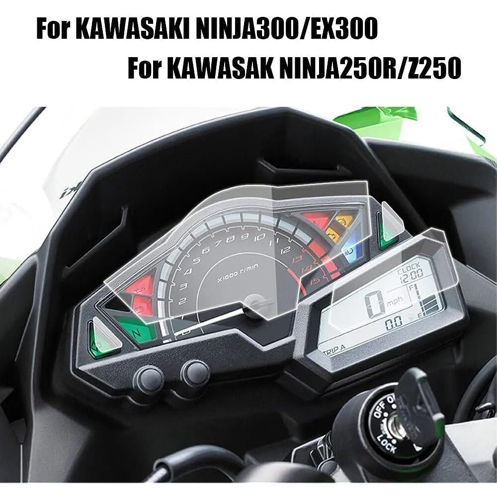 DEMUR Cluster Scratch Cluster Screen High Definition Protective Film for Kawasaki Z300 Z250 NINJA300 EX300 NINJA250R Dashboard Screen Protector (Size : 5 PCS)