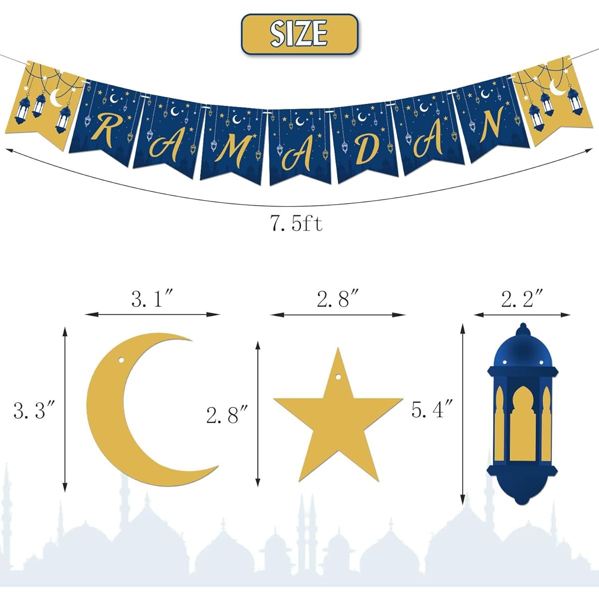 Ramadan Kareem Banner Happy Ramadan Party Decorations Eid Festival Supplies Moon Star Lantern Garland Ramadan Decor
