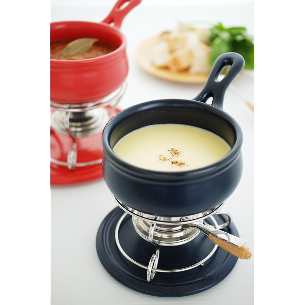 Kuriyamakedep Pottery Sera Kitchen Fondue Set 13cm Red CK-071