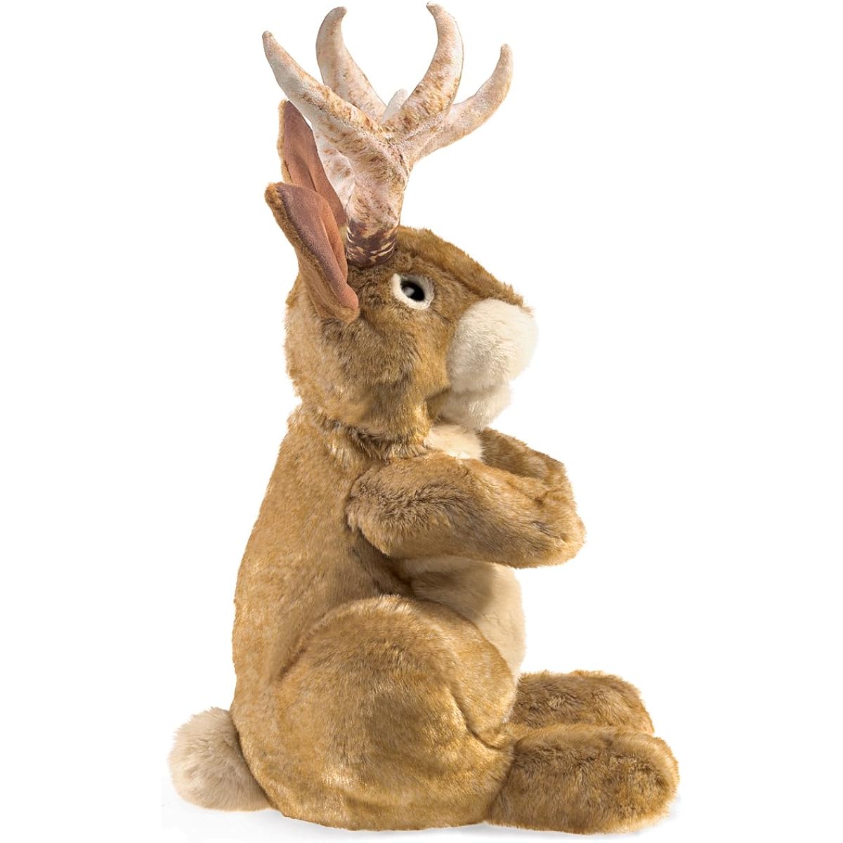 Folkmanis Jackalope Hand Puppet 8" Brown/Light Tan