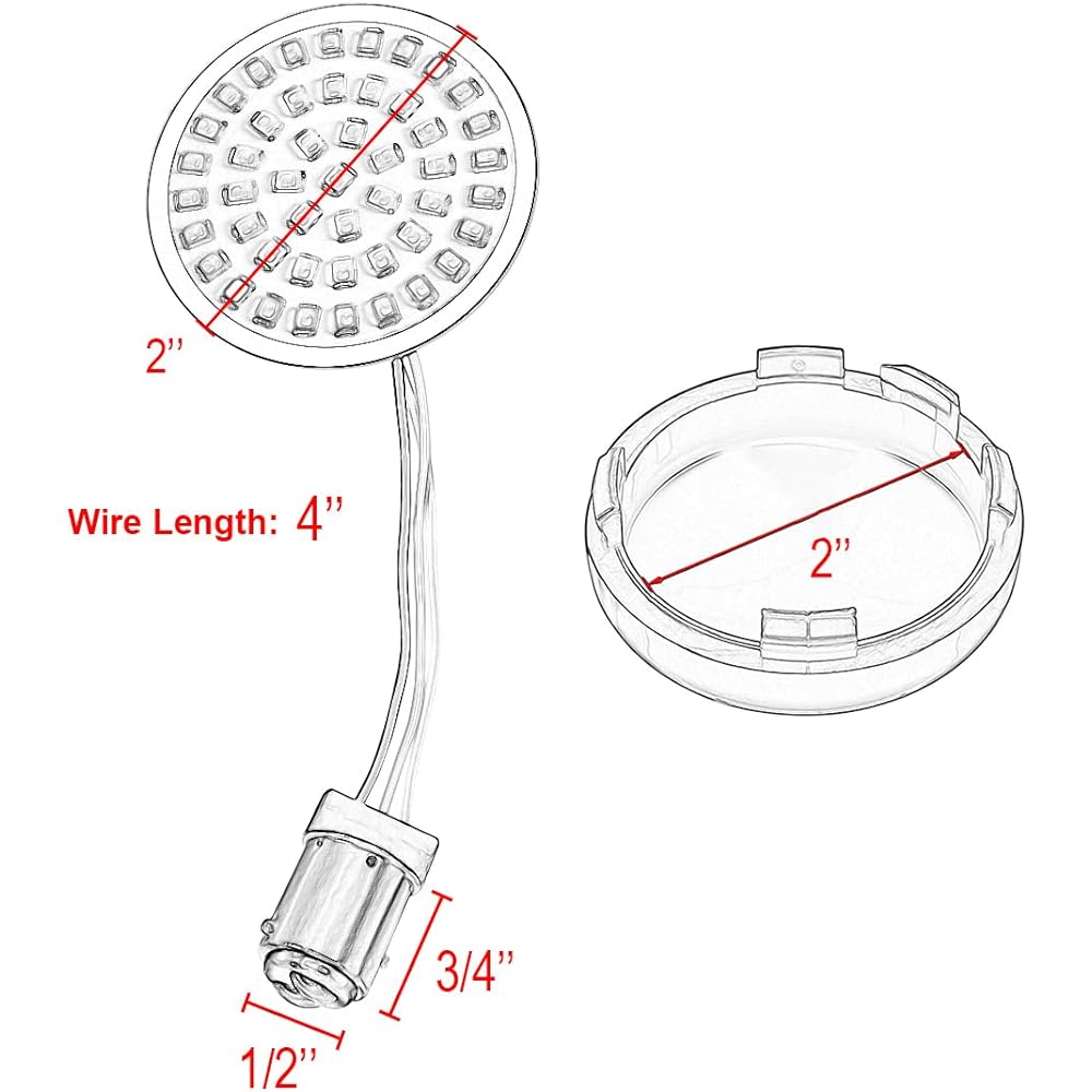 PBYMT 1157 Front Rear LED Turn Signal Light Insert Bulb 2" Bullet Smoke Lens Cover Compatible with Harley-Davidson Softail Dyna Touring Road King Street Electra Glide 1986-2023
