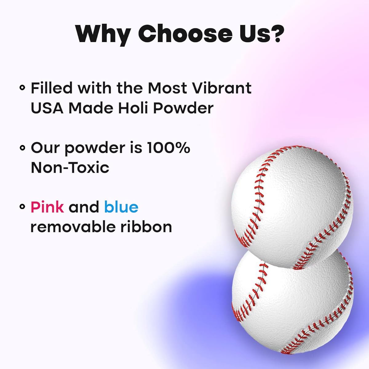 Gender Reveal Baseball Set, Both Pink and Blue Powder Kit, Perfect Surprise for Baby Boy Girl, Gender Reveal Party, The Only Spill-Proof Gender Reveal Baseball, Creates Big Puffs with Most Powders