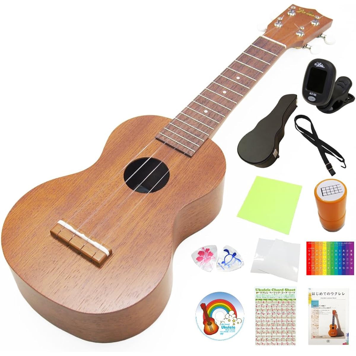 Famous Domestic Ukulele FS-1G Soprano Special 12 Piece Set with Hard Case Mahogany (Reliable Made in Japan) (Sweet Tone) (U)