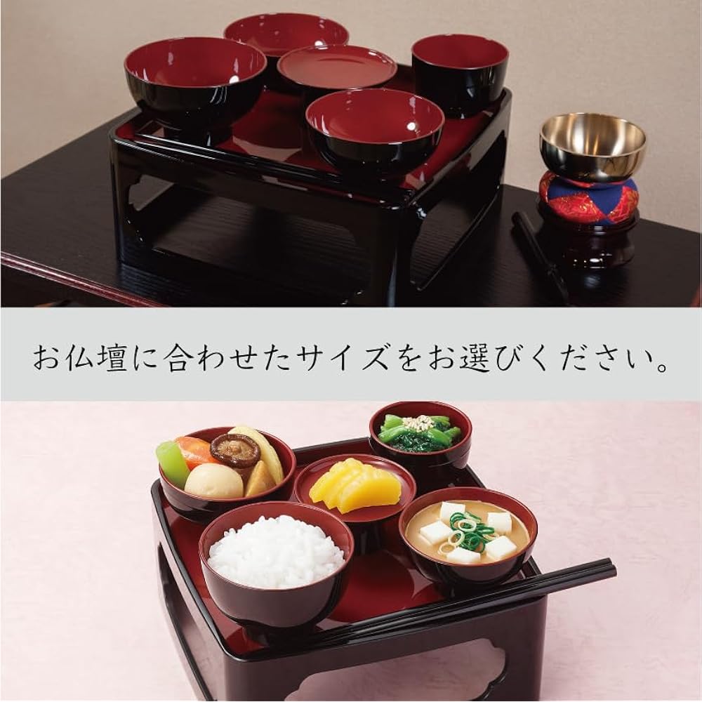 Buddhist altar utensils, Buddhist food bowl (rice bowl), Buddhist altar meal set, offering meal, Buddhist altar utensils, supplies, accessories, Buddhist utensils, bowl, chopsticks set, 8.0 inch, vermilion, domestically made, made in Japan, sunmeni