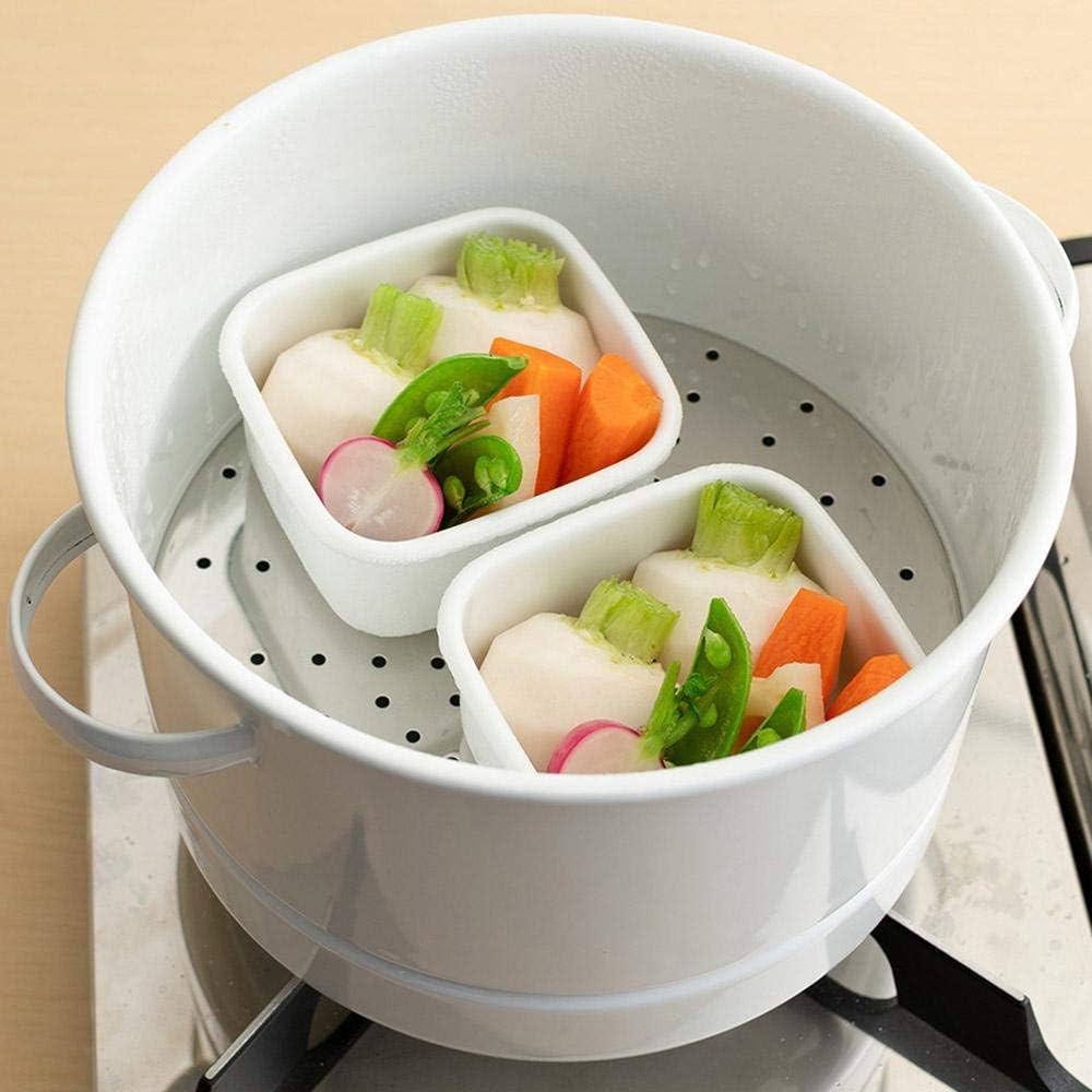 Nichi Nichi Utensils Noda Enamel Steam Pot with Slatted Induction Compatible Made in Japan White 21cm