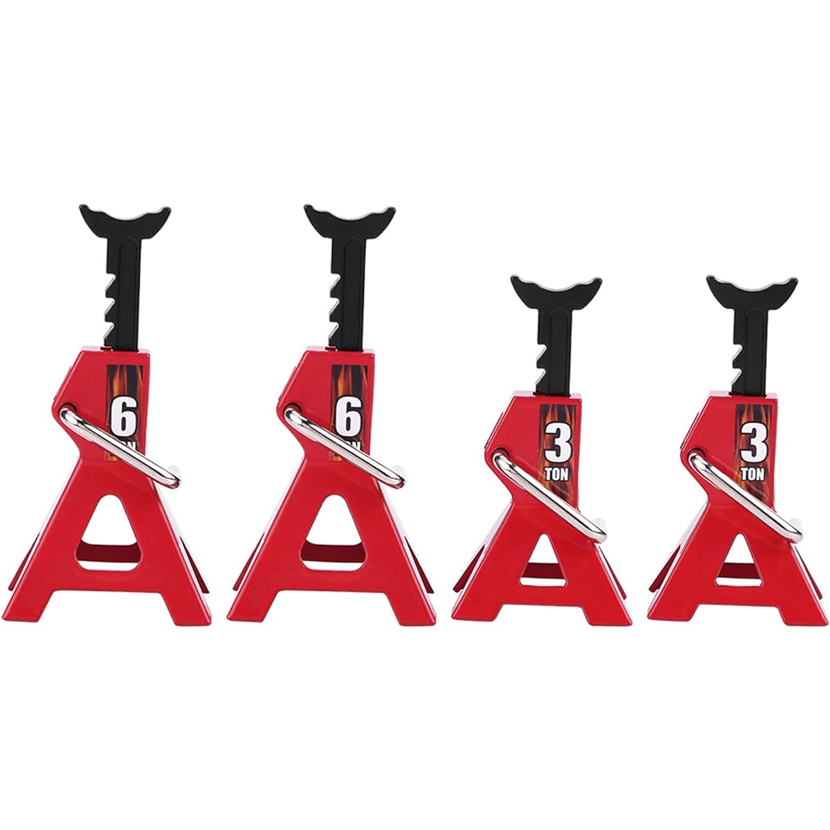 Simulation Jack Stands Red Metal 3/6 Ton Climbing Car Simulation Jack Accessories for D90 Axial Wraith SCX10 1/10 RC Crawler Car 2 Pairs
