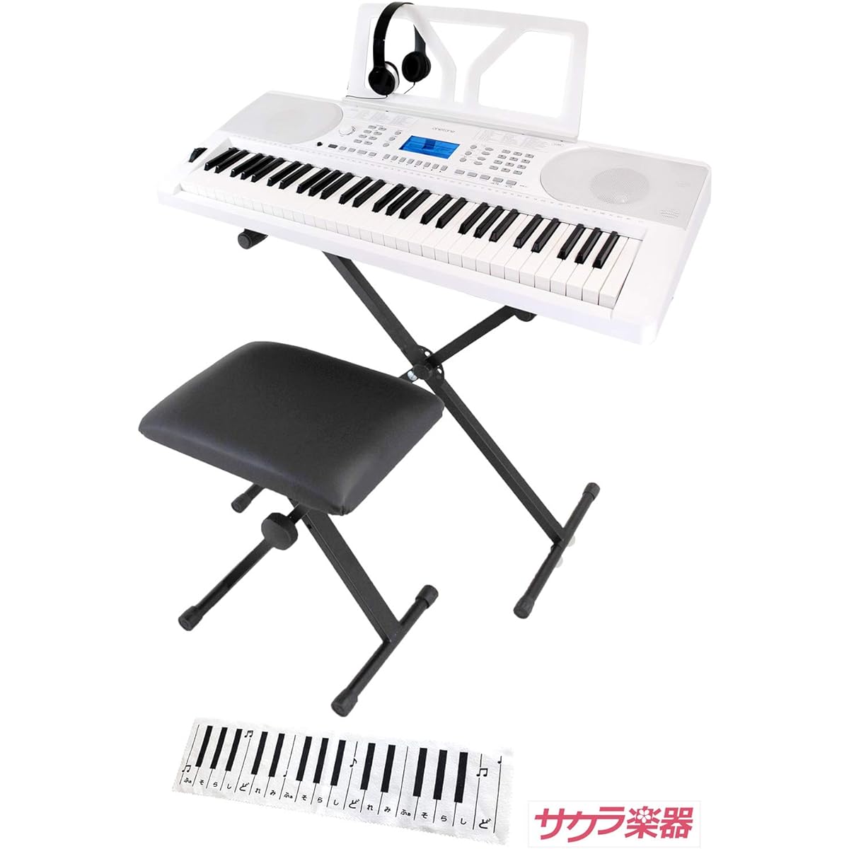 ONETONE One Tone Keyboard 61 Keys OTK-61S/WH Sakura Musical Instruments Original Set [Stand, Chair, Headphones, Cleaning Cloth]