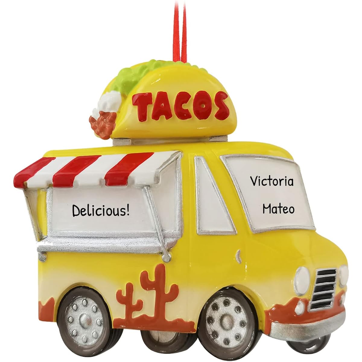 Personalized Taco Truck Ornaments - Mexican Food Truck Ornaments Taco Gifts for Taco Lovers Food Ornaments - Free Customization