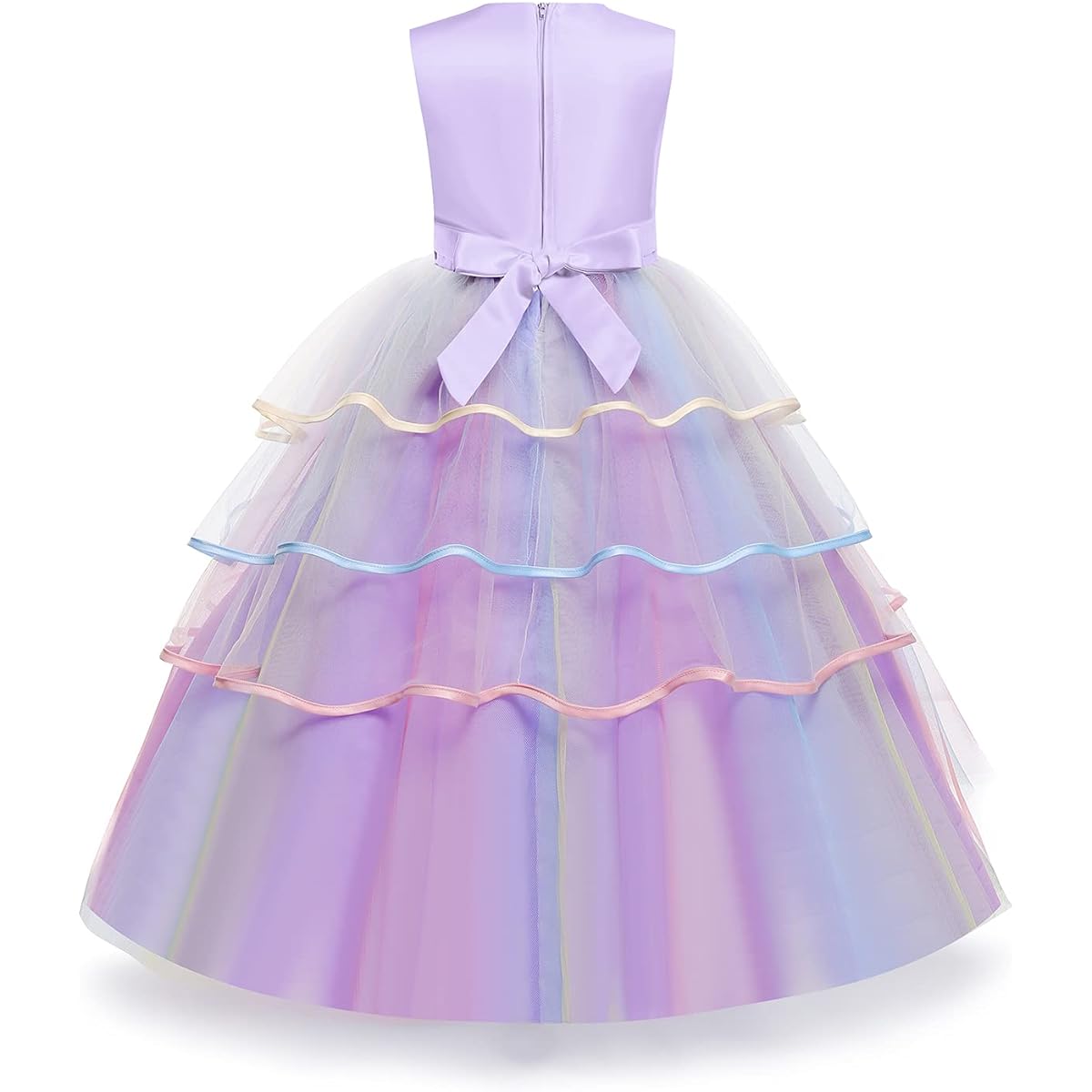 [Heywood] Yipkorra Girls Unicorn Dress Unicorn Costume Pageant Princess Party Long Dress with Headband and Necklace (Purple, 170 11-12 Years)