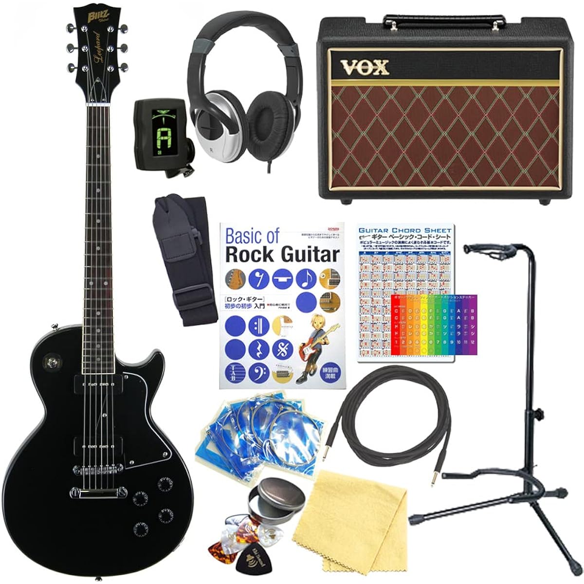 Electric Guitar Beginner Set Les Paul Special Type 15 Piece Set with VOX Amplifier Blitz BLP-SPL BK