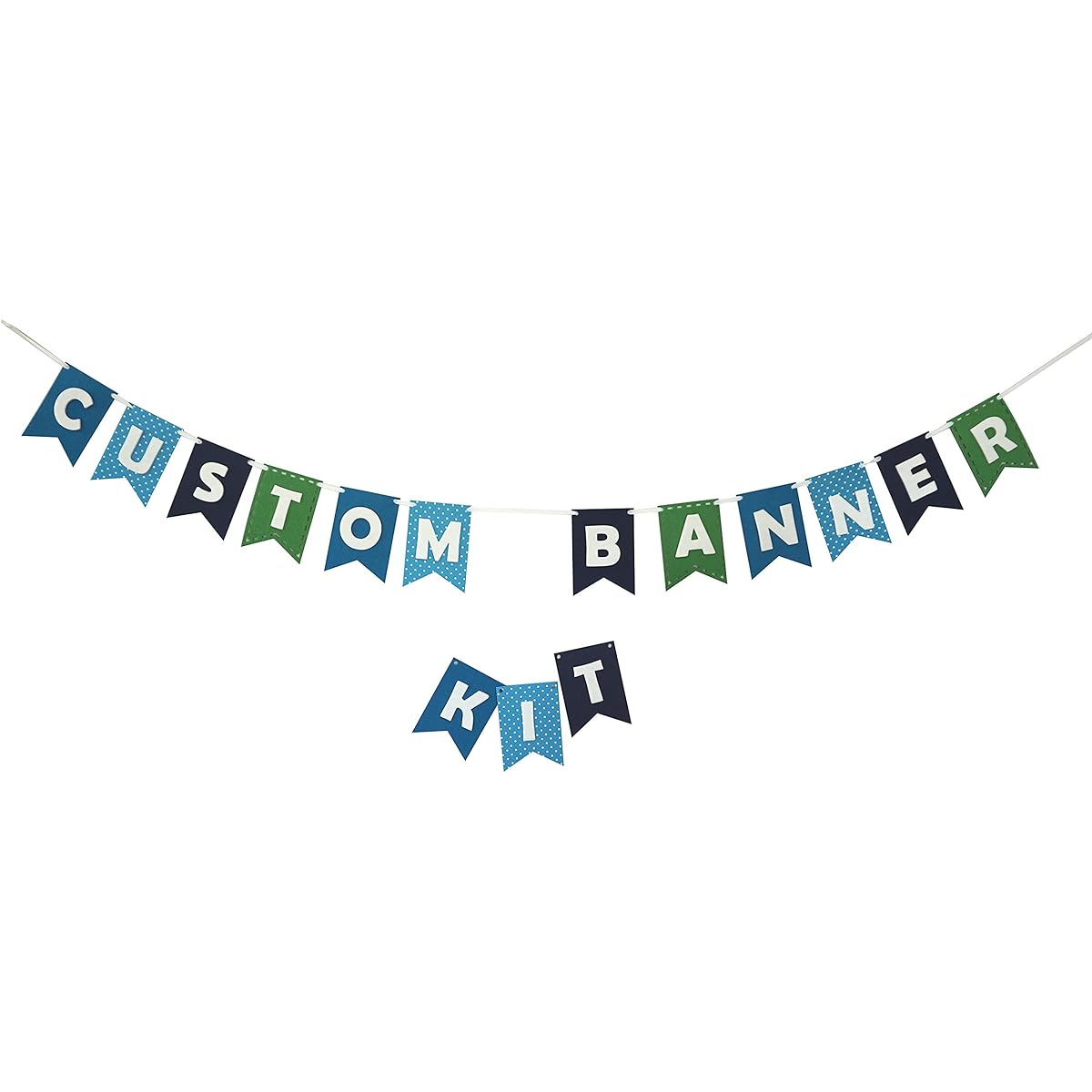 Custom Banner Kit Bunting Laser Cut Felt & Letters Customizable Length - Blues