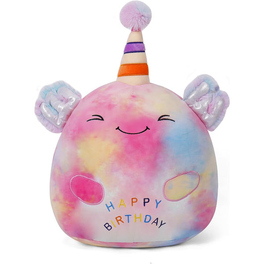 24 lnch Happy Birthday Axolotl Stuffed Animal Birthday Plush Pillow Soft Plush Doll Gift for Girls Boys Christmas Decoration
