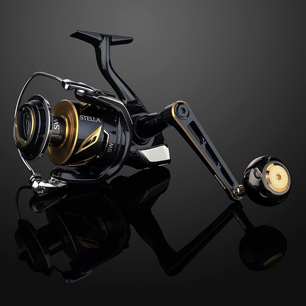 Gomexus CJ90 Reel Handle Shimano Daiwa Spinning Reel Compatible Reel Single Handle Saltiga SW Stella SW 90mm Titanium with Handle Knob Yellowfin Tuna Kingfish Offshore Jigging Bluefish Sea Fishing For Left and Right Use