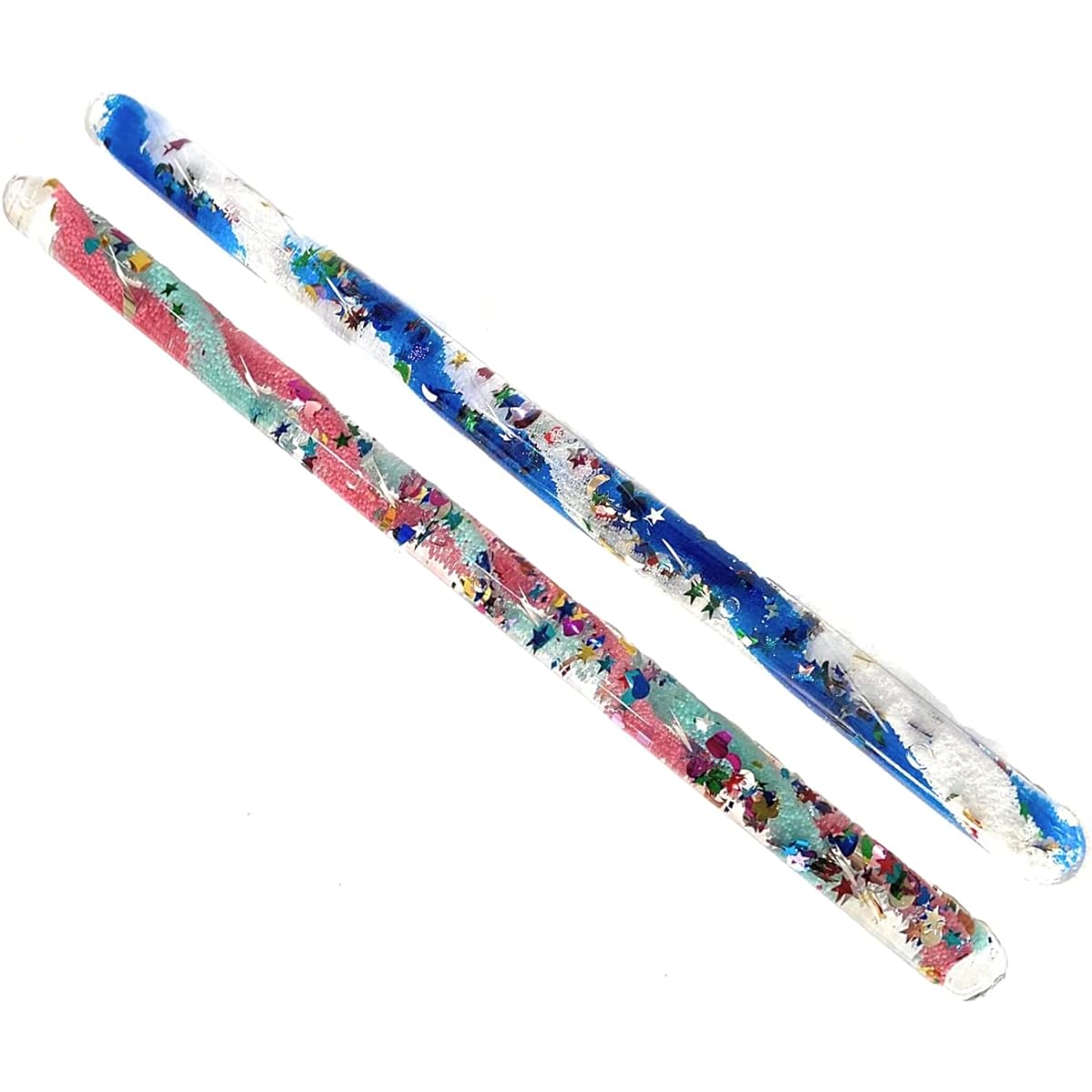 Star Magic Spiral Glitter Wand Hand Fidget Wonder Tube (Blue/White, 12")