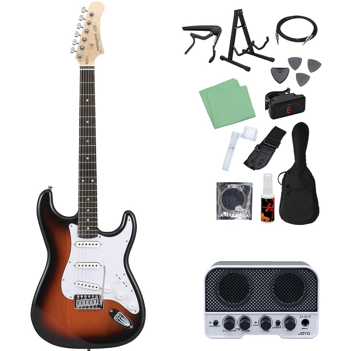 Photogenic ST-180 SB Electric Guitar Beginner 14-piece Set [Includes Bluetooth Mini Amplifier] Stratocaster Type Photogenic