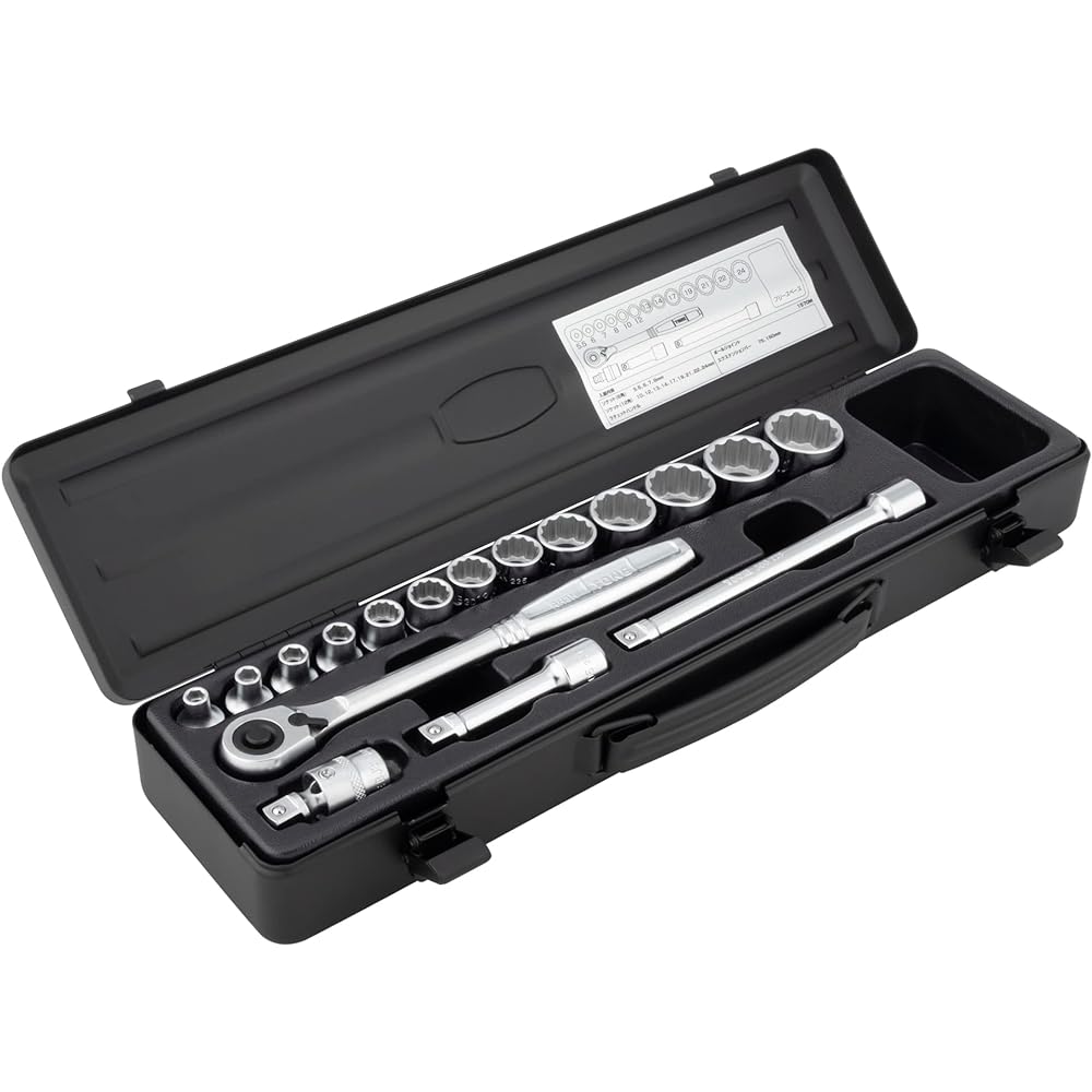 TONE Socket Wrench Set 1570MBK Drive 9.5mm (3/8") Black Contents 17 items