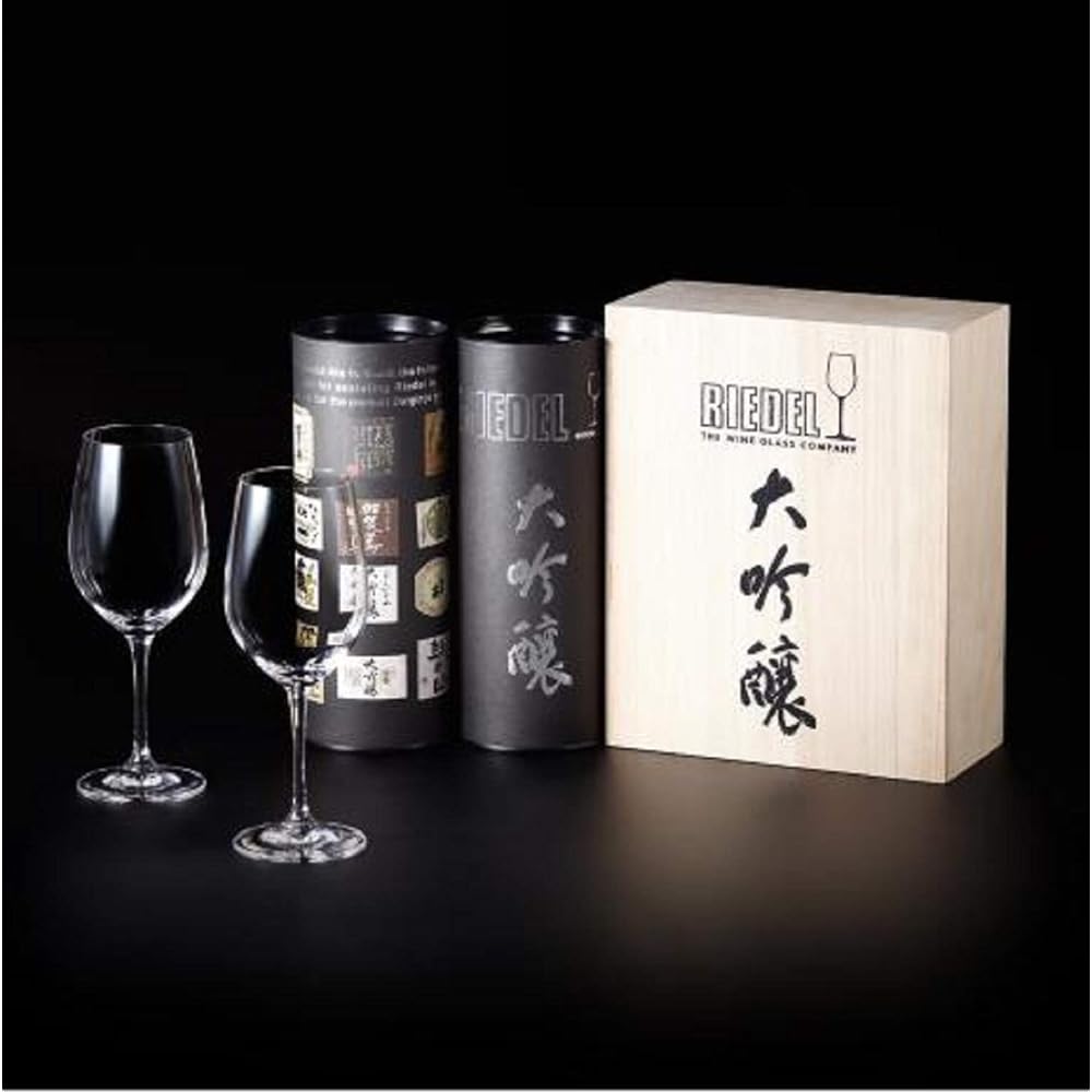 [Genuine] RIEDEL Sake Glass Pair Set Vinom Daiginjo Wooden Box 380ml 0416/75-2