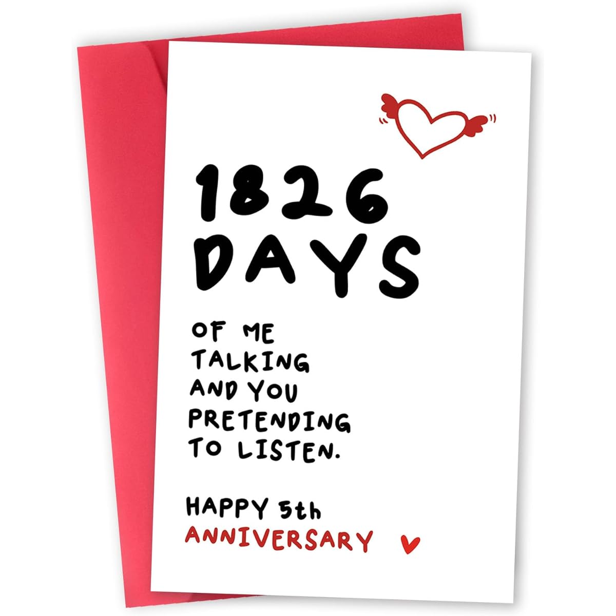 mmuue Cute 5th Anniversary Card Gift for Him Her Romantic 5th Anniversary Card Gift for Husband and Wife Couple 5th Wedding Anniversary Card 5 Year Wedding Gift for Women and Men