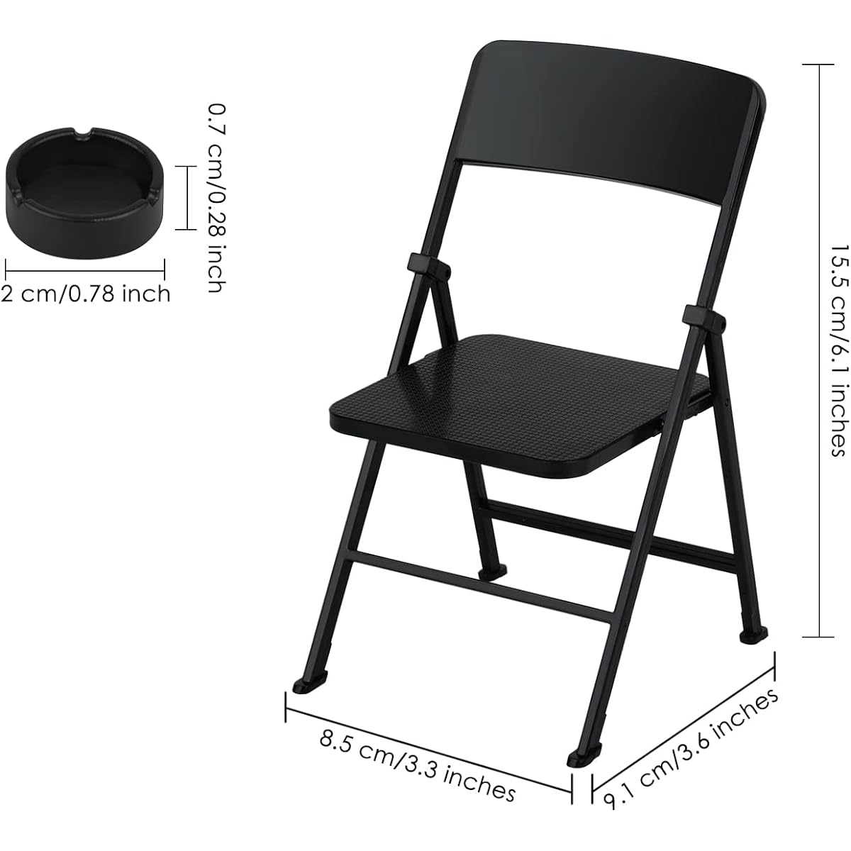 DS. DISTINCTIVE STYLE Mini Chair 1/6 Scale Furniture Doll Chair Black Small Folding Chair for 12 Inch Action Figure Miniature Furniture Dollhouse Decoration