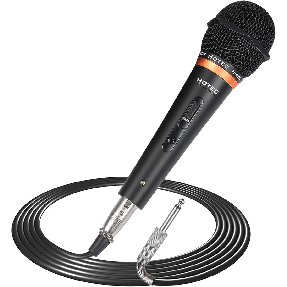 Hotec Premium Vocal Dynamic Handheld Microphone with 19ft Detachable XLR Cable and ON/OFF Switch (Metal Black) (H-W07)