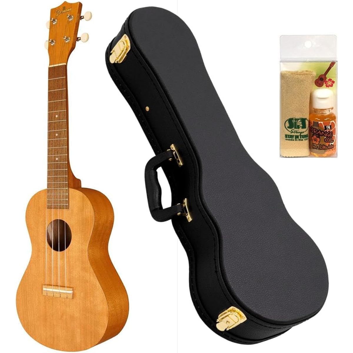 Famous FC-11G American Cherry Body Concert Ukulele [Hard Case + Care Set Included]