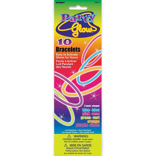 8" Glow Bracelet Party Supplies Assortment 10pcs