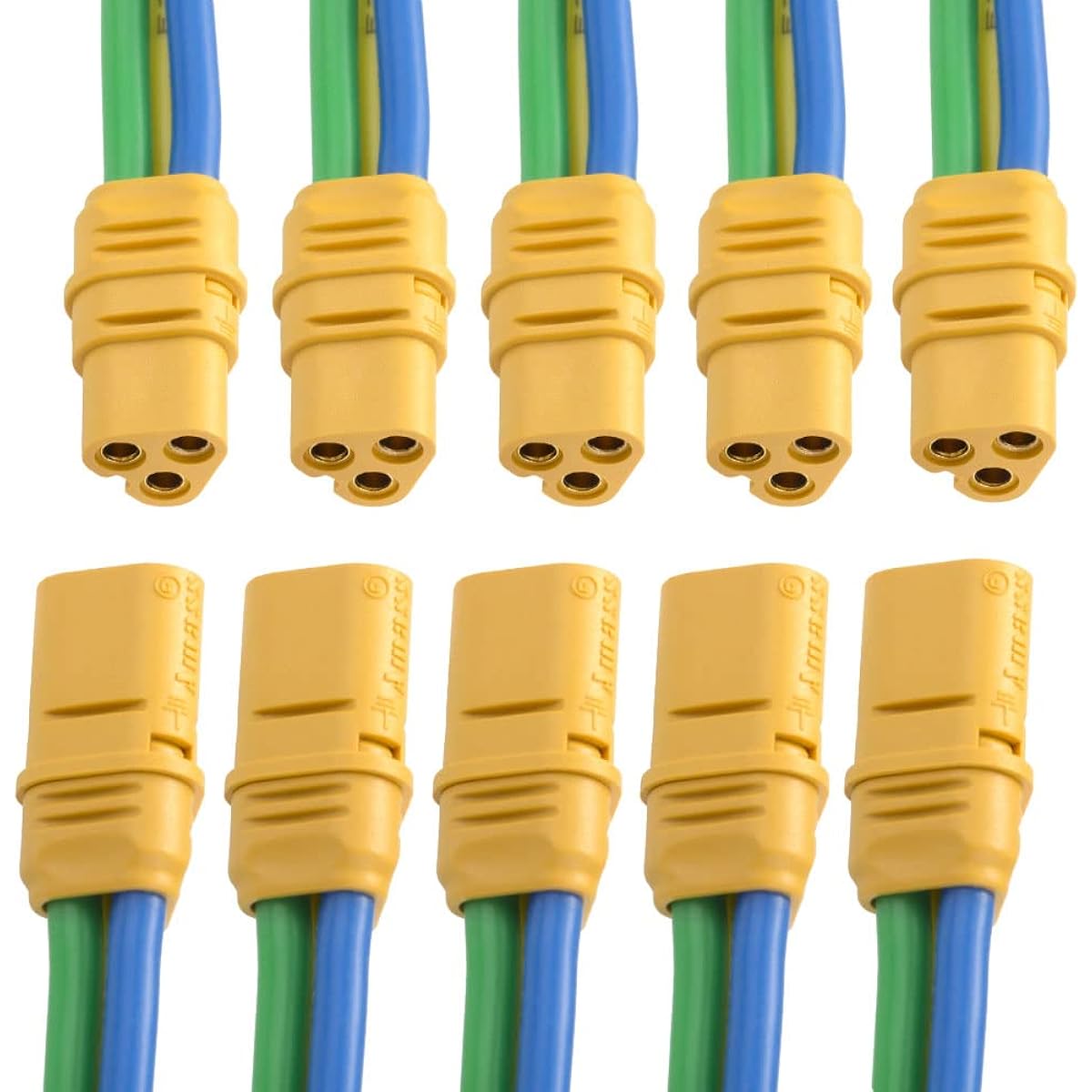 MT60 3.5mm 3 Pole Bullet Connector Plug Set for RC ESC to Motor 14AWGM 15cm 5 Pairs