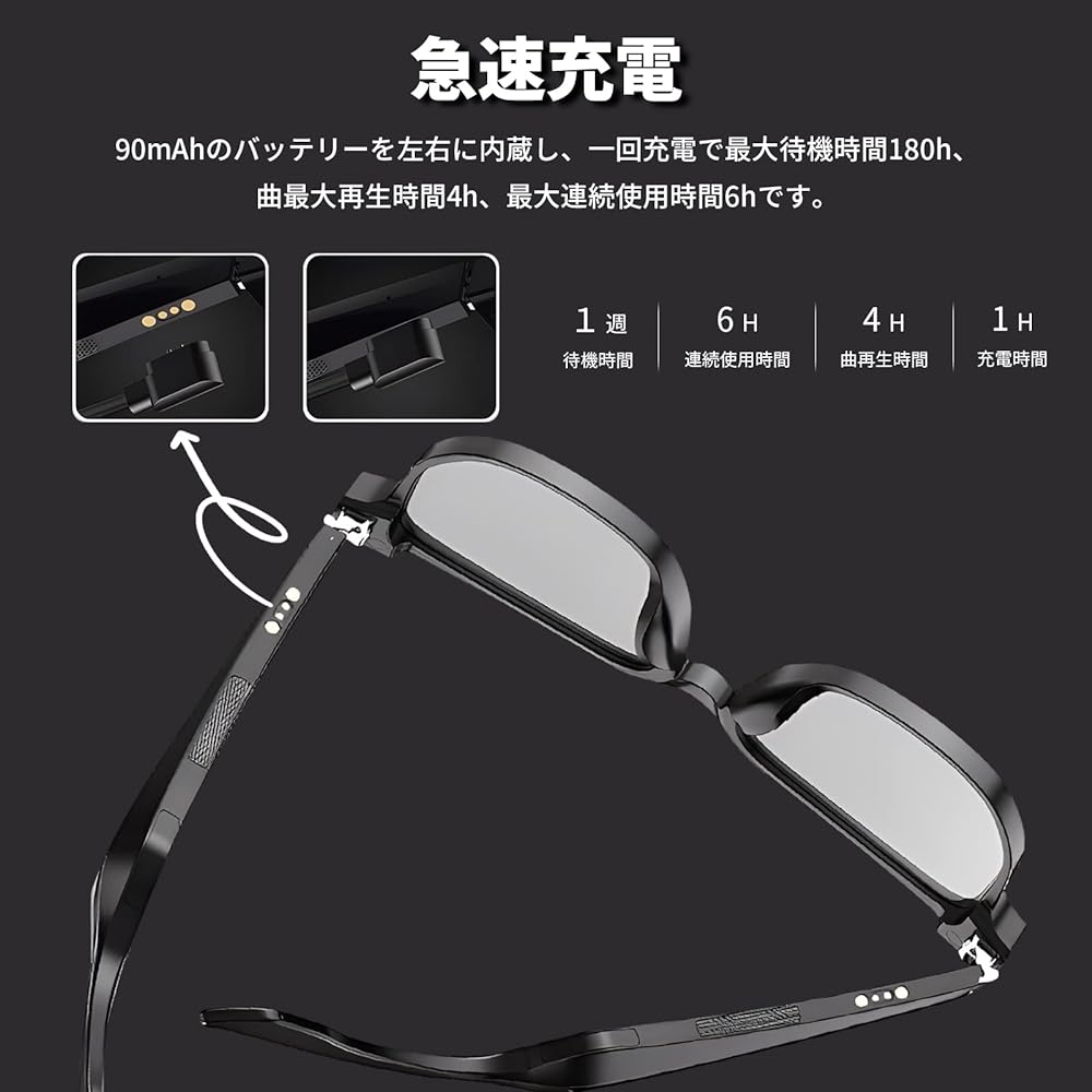 FIRE BULL Smart Sunglasses Bluetooth5.1 Connection Audio Sunglasses Touch Type IPX4 Waterproof Standard/Up to 4 Hours Music Playback/Voice Calls