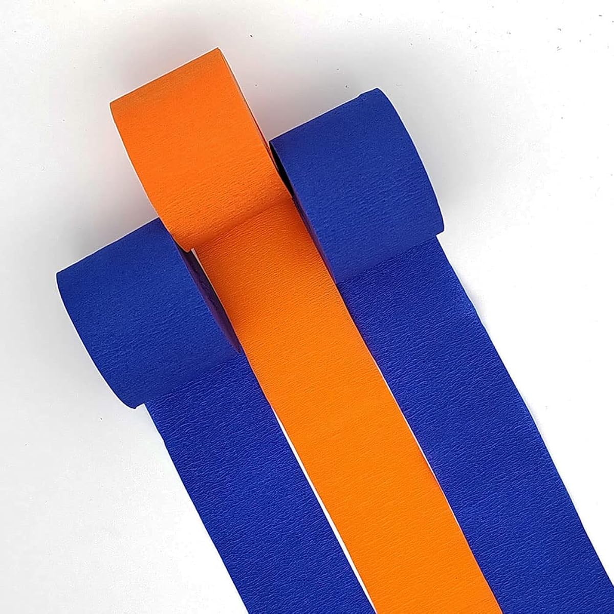 CC wonderland zone Blue and Orange Crepe Paper Streamers Party Streamer Decorations 1.7" Wide 6 Rolls