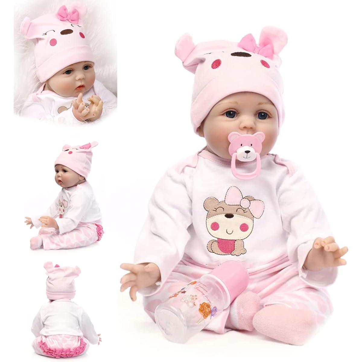 SYP Reborn Baby Doll 24inch 60cm Soft Silicone Vinyl Handmade Cute Reborn Baby Girl Reborn Doll Newborn Toddler Doll Toy Christmas Birthday Gift Visit SYP Store