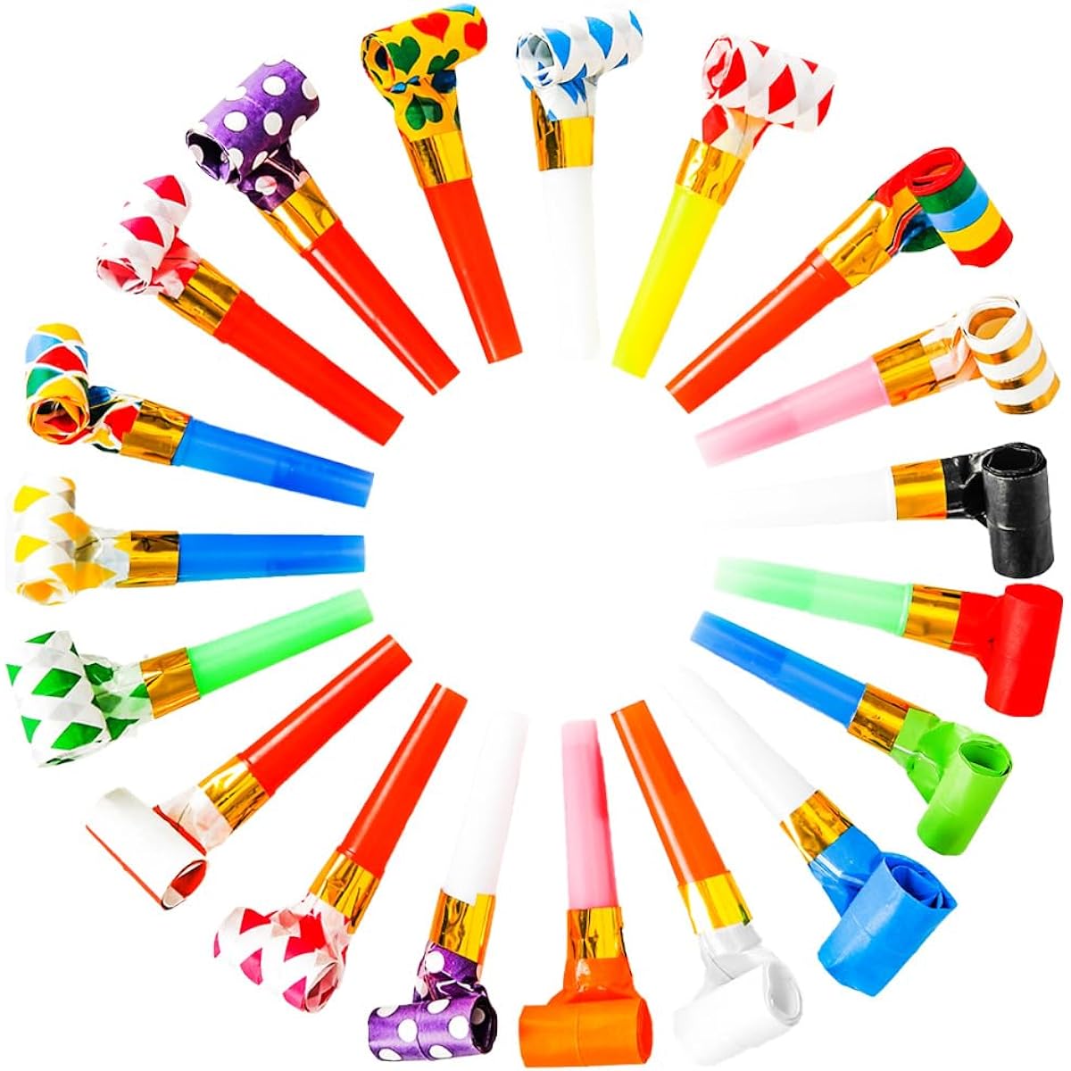 Chshhuao Party Blowers 50PCS Funny Party Blowout Horns Birthday Party Whistles New Year Party Noise Makers Whistles Party Blowout Party Favors