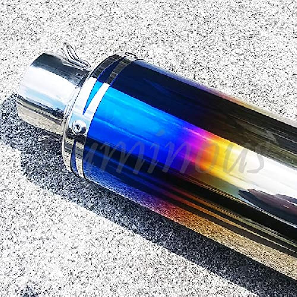 Titanium baked style slip-on muffler silencer band 61mm 60.5mm with baffle Kawasaki