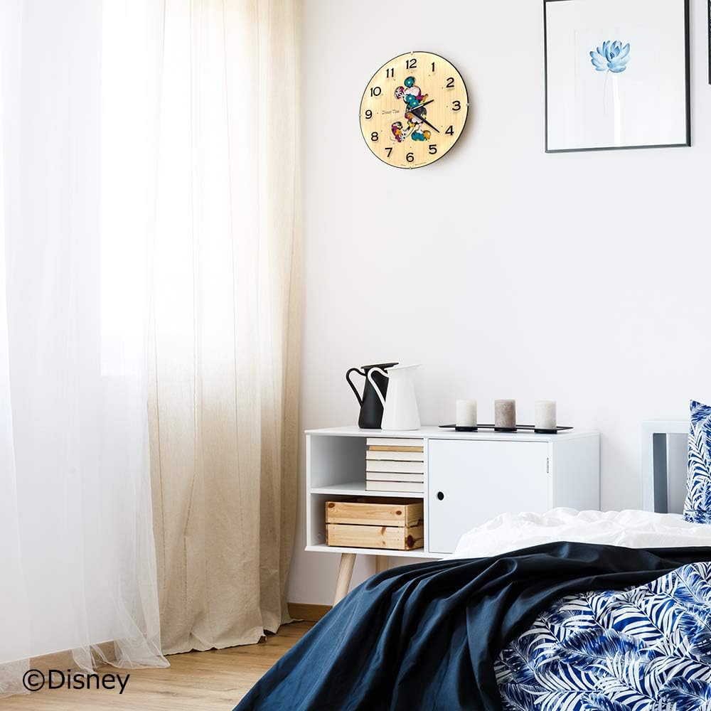 Seiko Clock Wall Clock Character Disney Mickey Mouse Analog Mickey & Friends Disney Time Natural Colored Wood Body Size: 30.1 x 30.1 x 4.7cm FW586B