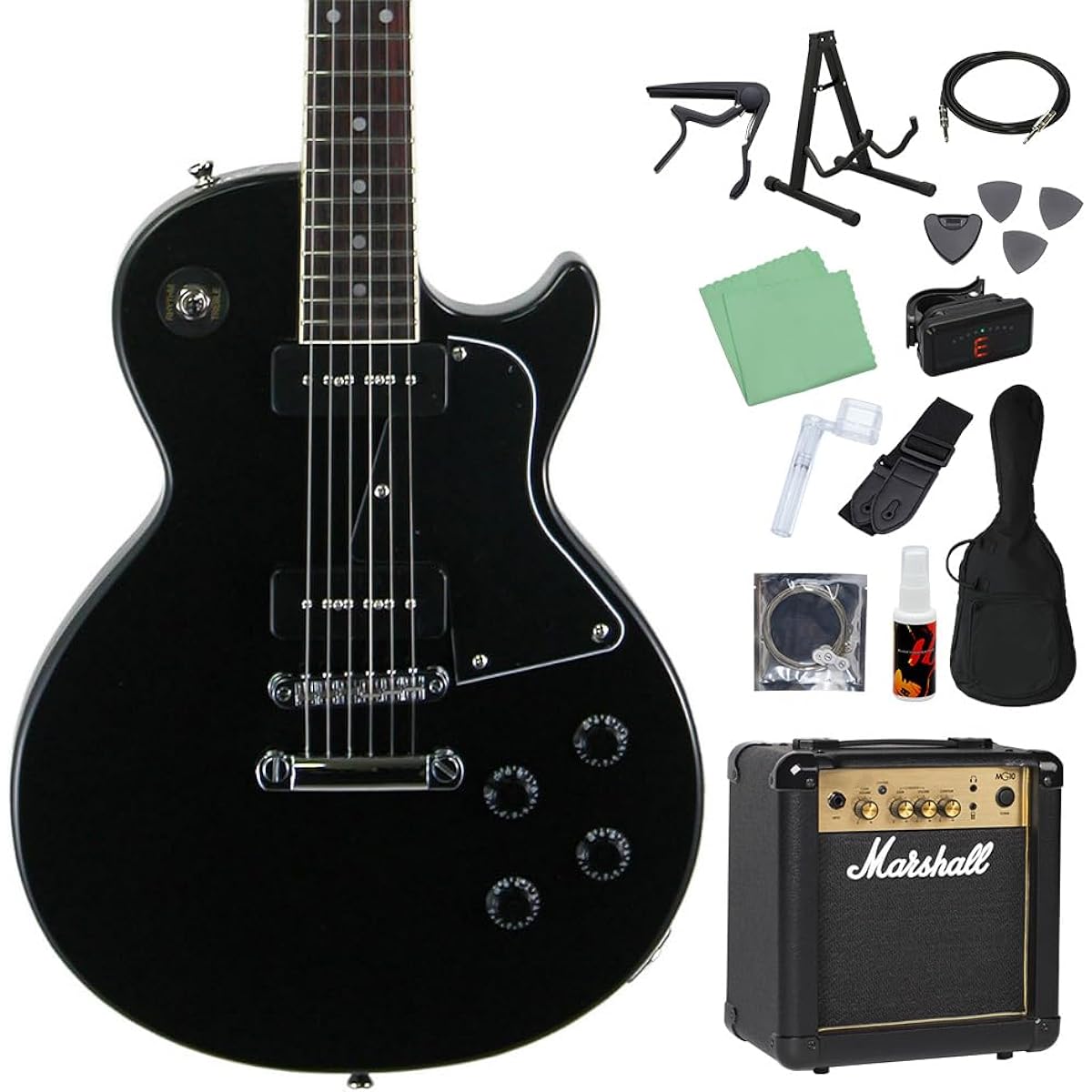 Blitz by AriaProII BLP-SPL BK Electric Guitar Beginner 14-piece Set [Includes MG10] Les Paul Special Black Blitz