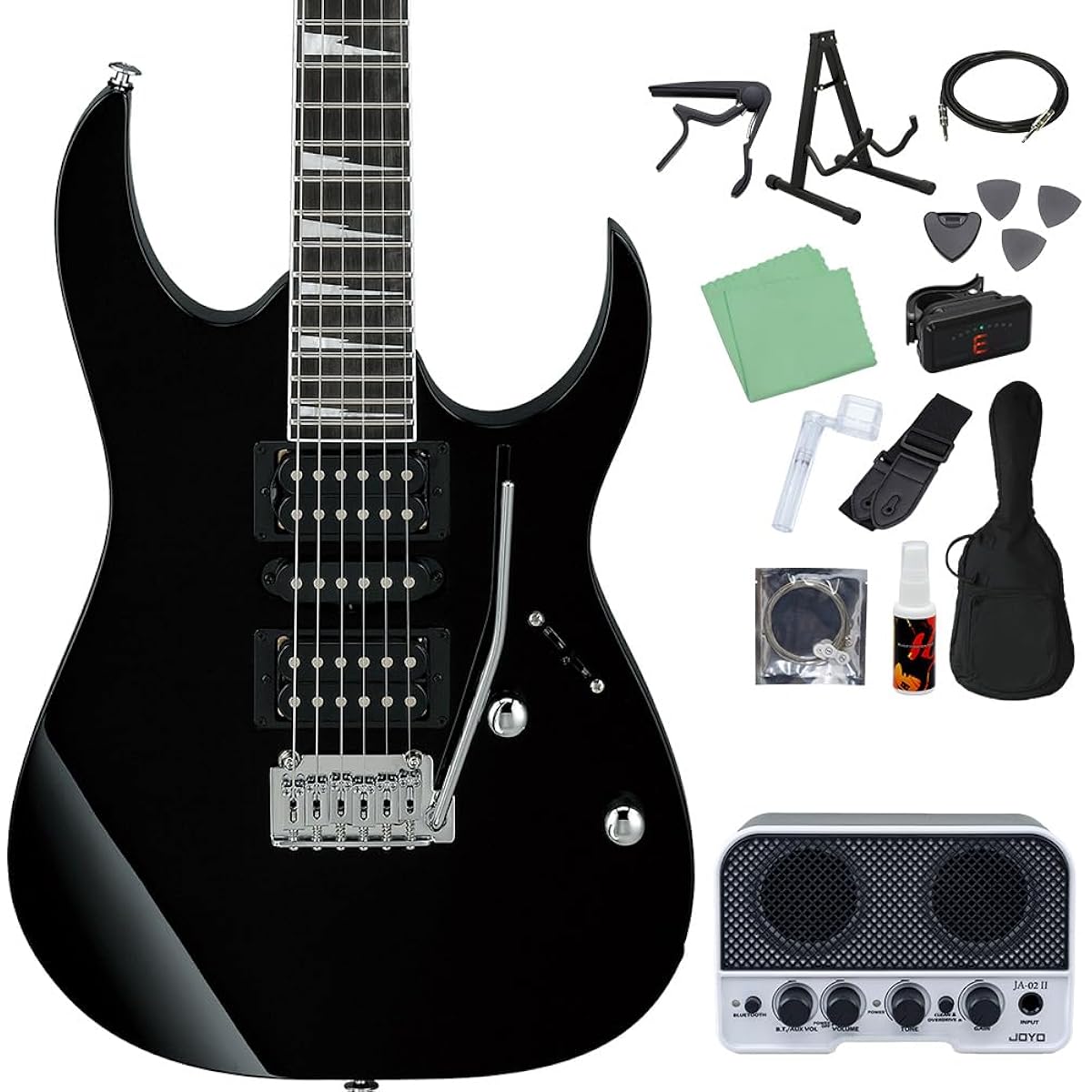 Gio Ibanez GRG170DX BKN (Black Night) Electric Guitar Beginner 14-piece Set [Includes Bluetooth Mini Amplifier] Gio Ibanez