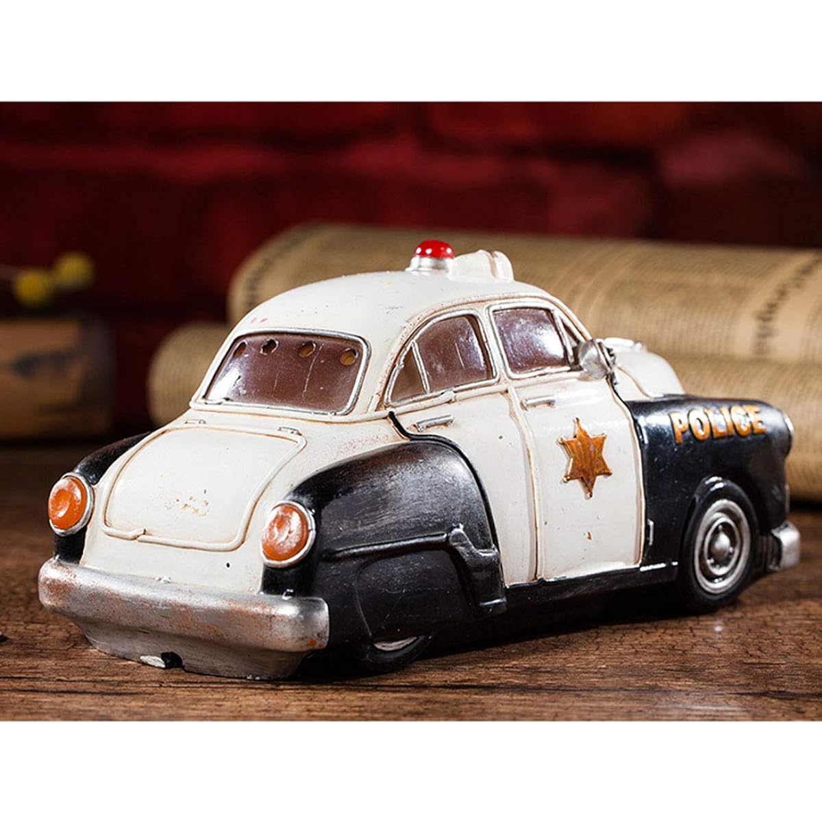 Colias Wing Home Decor Retro Police Car Coin Bank Piggy Bank Money Box
