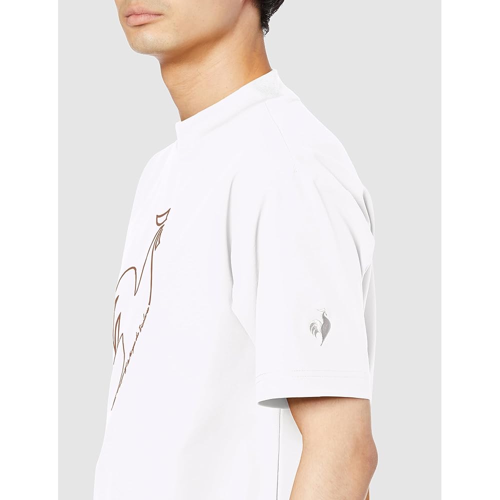 [Le Coq Sportif] T-shirt LCS Plume Half Sleeve Shirt Sweat Absorbent Stretch Shape Stable Skin Dry Short Sleeve Big Logo Lightweight Mock Neck