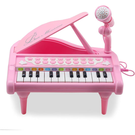 Amy & Benton Piano Keyboard Toy for Kids, 24 Keys Toy Piano White Toy Piano Multifunction with Microphone for Toddlers Boys Girls 1 2 3 4 5 Years Old Gift