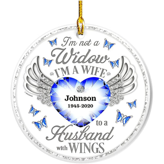 Wassmin Personalized Memorial Ornament Not A Widow Wife to Husband with Husband Acrylic Plastic Ornament Christmas Tree Decoration Condolence Love Memories Keepsake Gift Heavenly Christmas