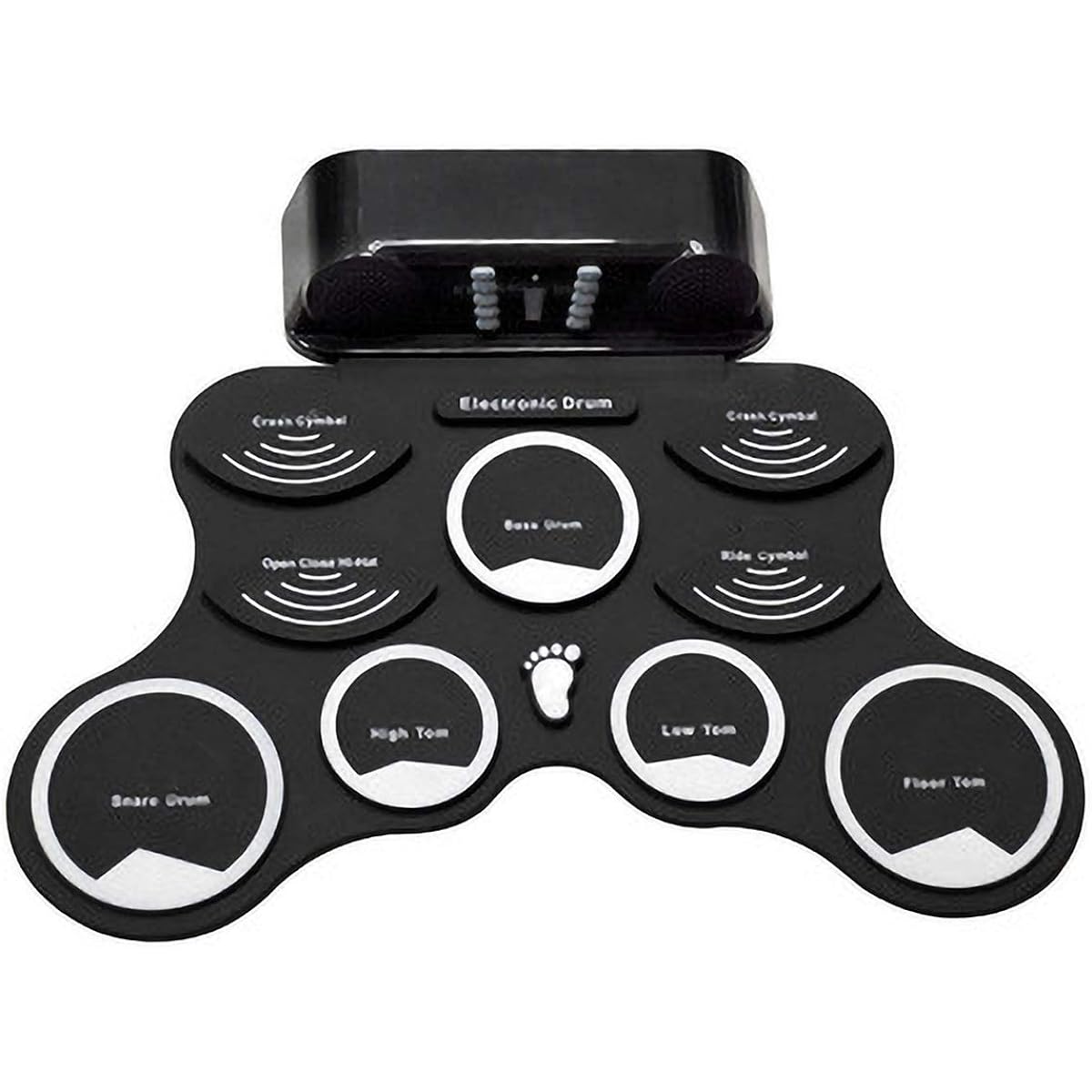 Children's Silicone Drum Portable Hand Roll Electronic Drum Percussion Jazz Beginner Foldable Adult Beginner Musical Toy (Color: White)