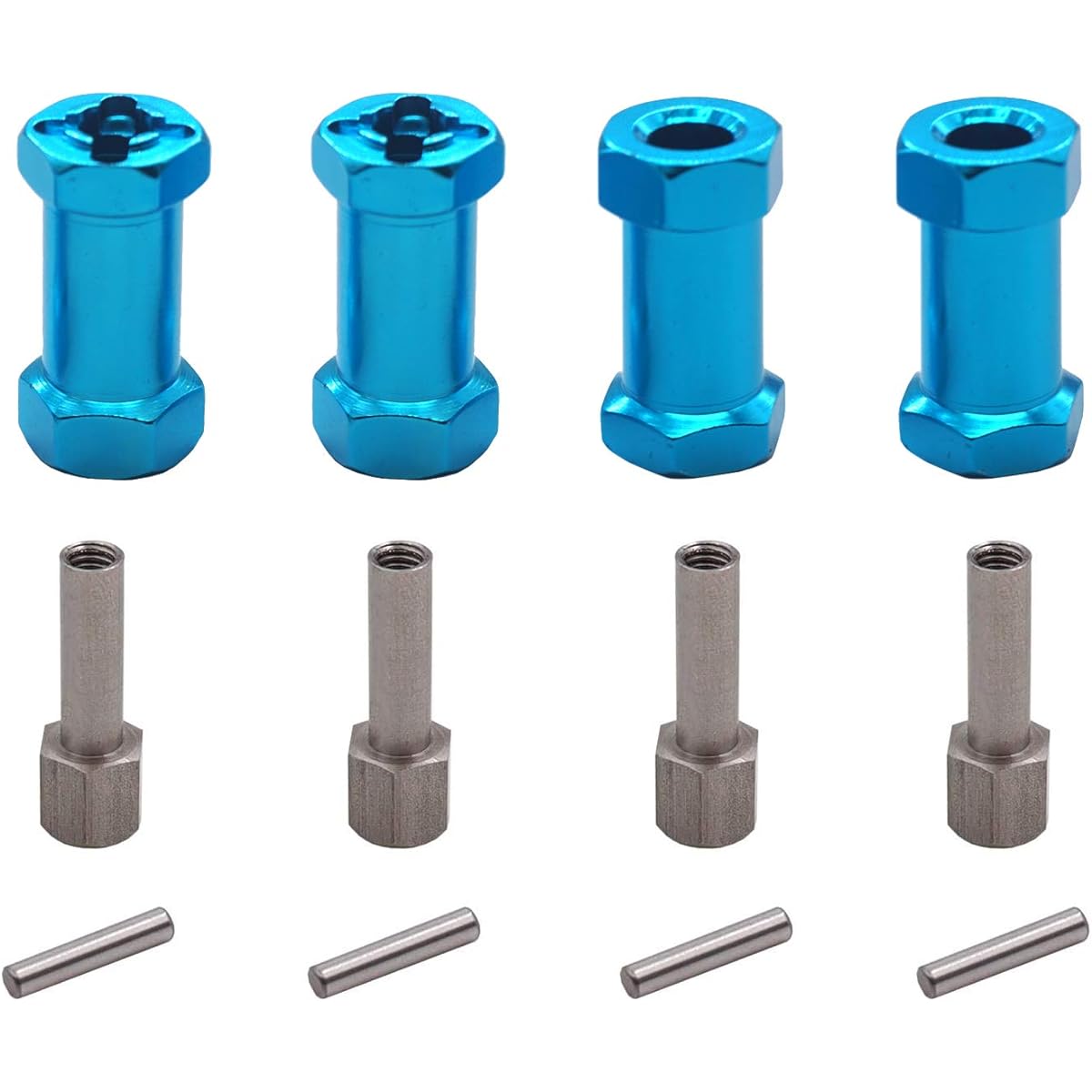 Mirthobby 12mm Aluminum Wheel Hex Hub 25mm Offset Extension Hex Drive Adapter Combiner Coupler for Axial Scx10 D90 Wraith CC01 1/10 RC Crawler Car, Blue, Pack of 4