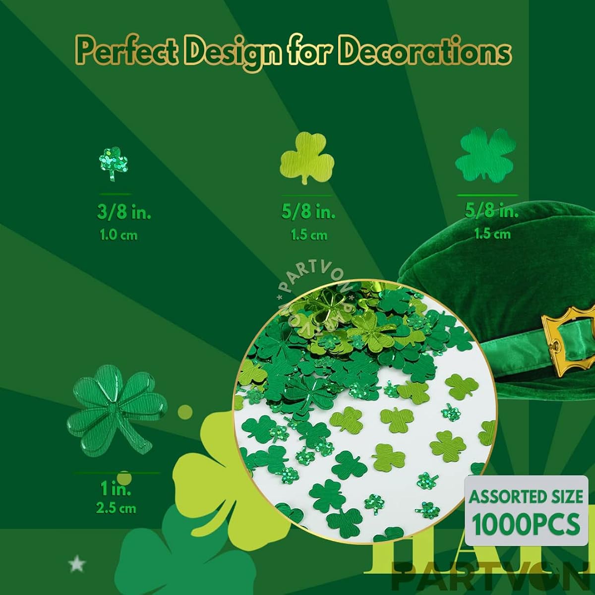 St. Patrick's Day Table Decoration Confetti | Shamrock Foil Glitter Confetti Lucky Irish Clover Party Confetti for St. Patrick's Party Birthday Baby Shower Decorations
