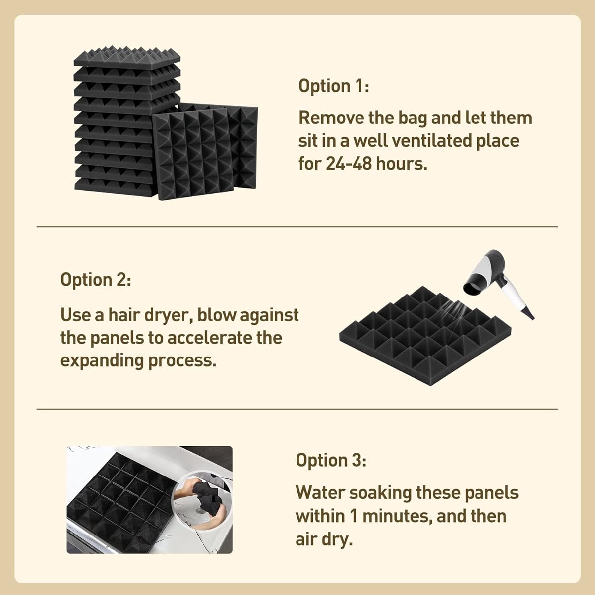 Hertber 36 Pack Pyramid Acoustic Foam, 9.8x 9.8x 2 inches Acoustic Panels, Black Sound Proof Foam Panels, Sound Absorbing Panel, Sound Panels Noise Cancelling Wall Panels…