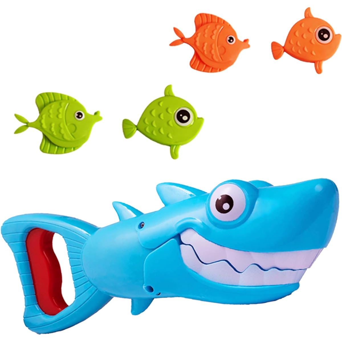 LITTLE FROGGY Baby Shark Bath Toy, Blue Swim Grabber with 4 Colorful Fish, Toddler Pool Toy, Animal Tub Gift, Ages 3+, Boys and Girls