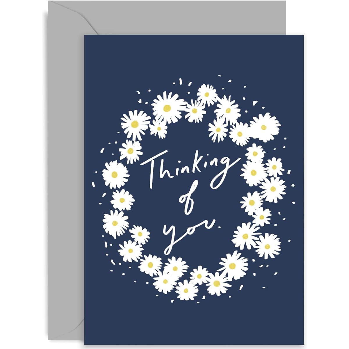 Old English Co. Floral Wreath "Thinking Of You" Card for Friends and Family - Flower Sympathy Get Well Sympathy Card for Him or Her | Blank Inside with Envelope