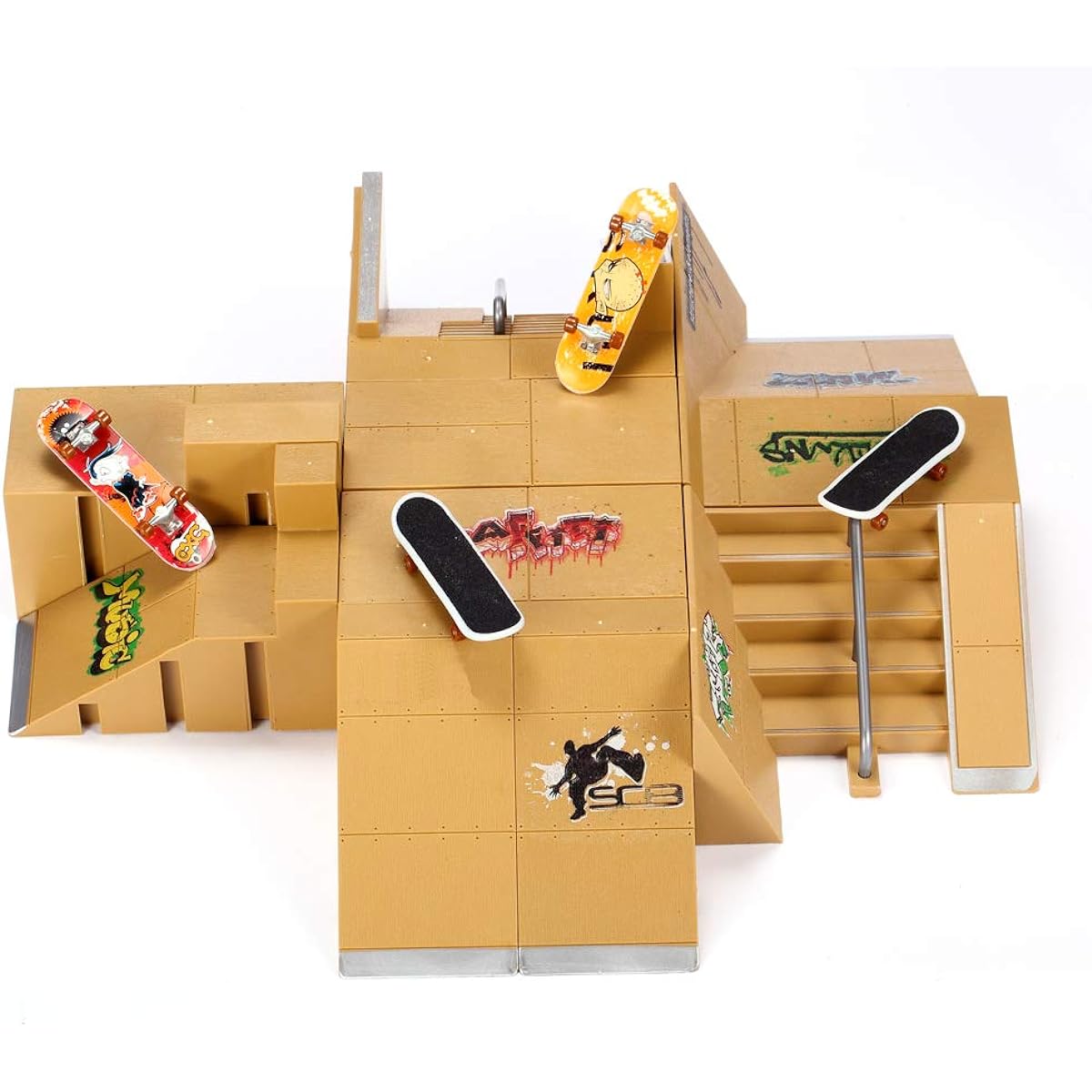 fashionbeautybuy Skate Park Kit Parts Fingerboard Slope Rail Skate Park Fingerboard Handrail Mini Scareboard Accessories Games Toys 5pcs 8pcs 11pcs (11pcs)